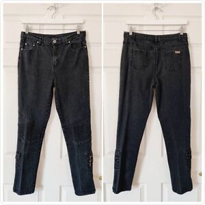 DG2 by Diane Gilman black moto jeans sz 10